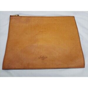 BOLDRINI SELLERIA Italy Genuine Leather Cognac Tablet Case Zipper Pouch